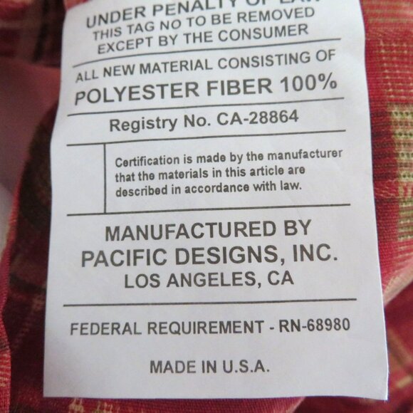 New Vintage 2006 JCPenney Middleton Euro Pillow Sham Quilted Red Gold Plaid USA - Picture 8 of 10